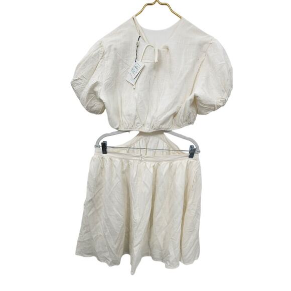 New NWT By Egreis Lila Dress Large White Side Cut-Out Linen - Picture 5 of 15